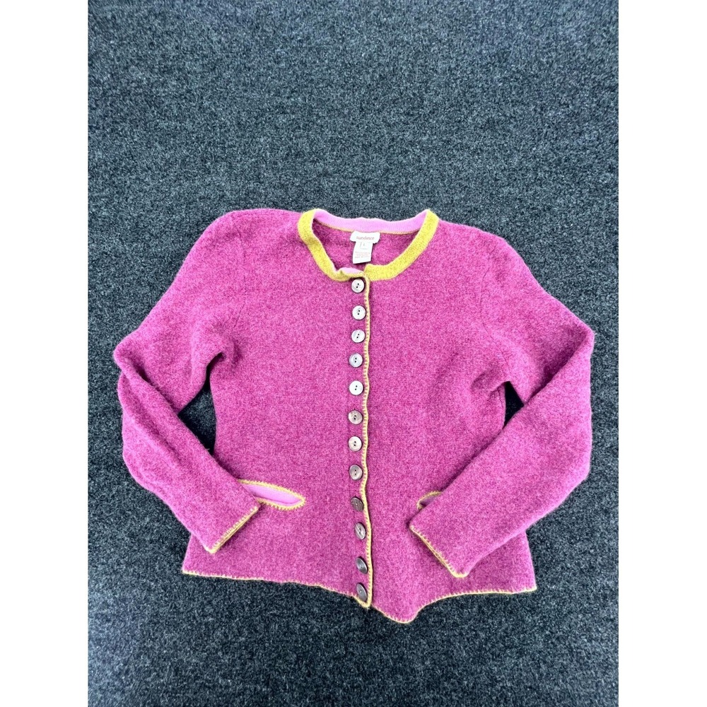 Sundance Cardigan Sweater Youth L Pink‎ Merino Wool Tight Knit Button Front Boho